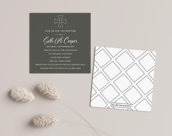 Invitación de bautismo de Seth, invitación de bautismo de niño, anuncio de bautismo imprimible, bautismo impreso, bautismo digital, bautizo, 5x5, neutral