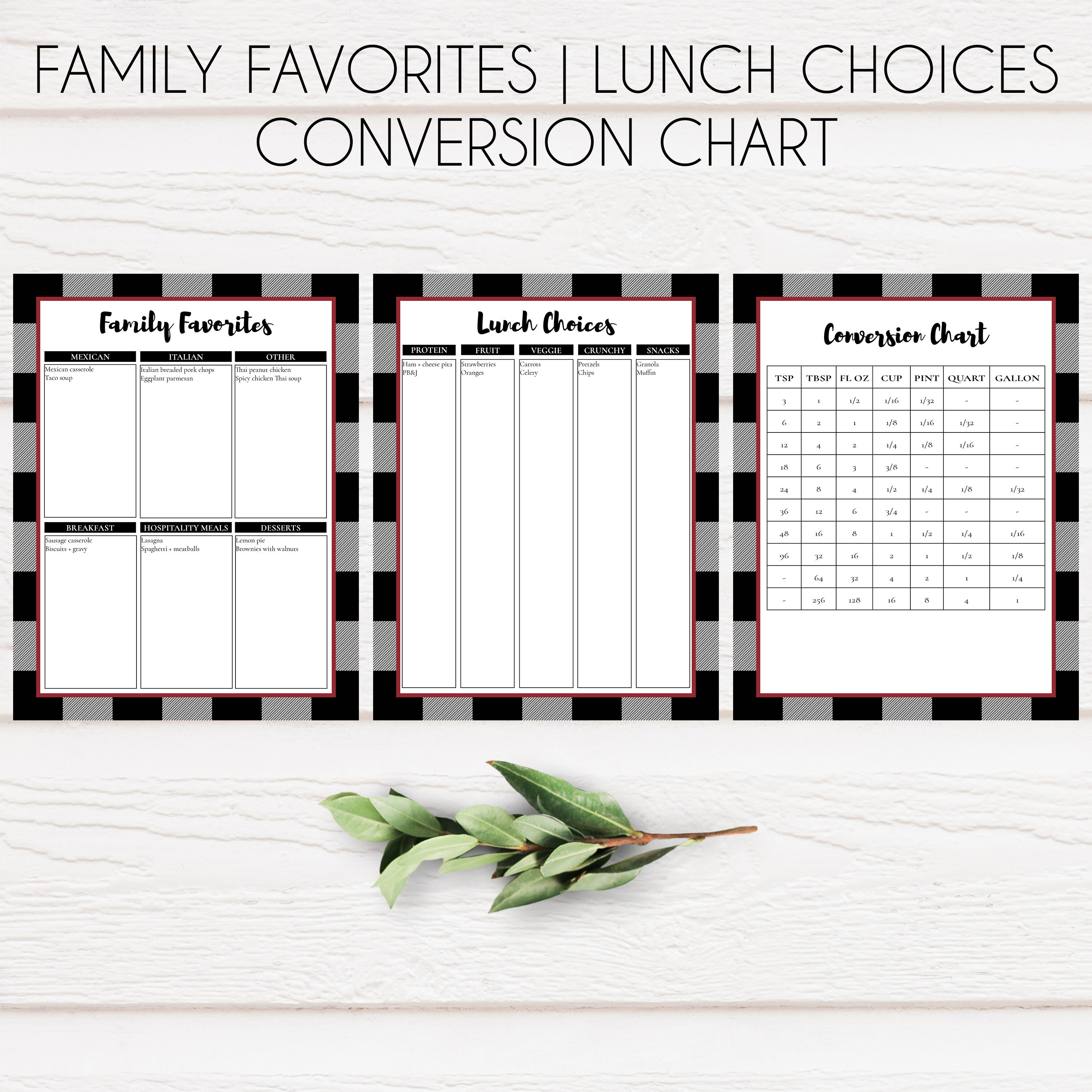 Buffalo Check Recipe Binder Kit, Printable Recipe Binder, Cookbook ...