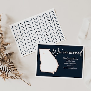 Cameron Moving Announcement, New Home Announcement, New Address, We&#39;ve Moved, Printed Announcement, Digital Announcement, State Outline, 5x7