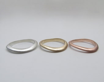 Wave Rings In Gold And Sterling Silver - Rose Gold - Yellow Gold - Nesting Rings - Modern Curvilinear Rings - Wedding Band - Ready To Ship