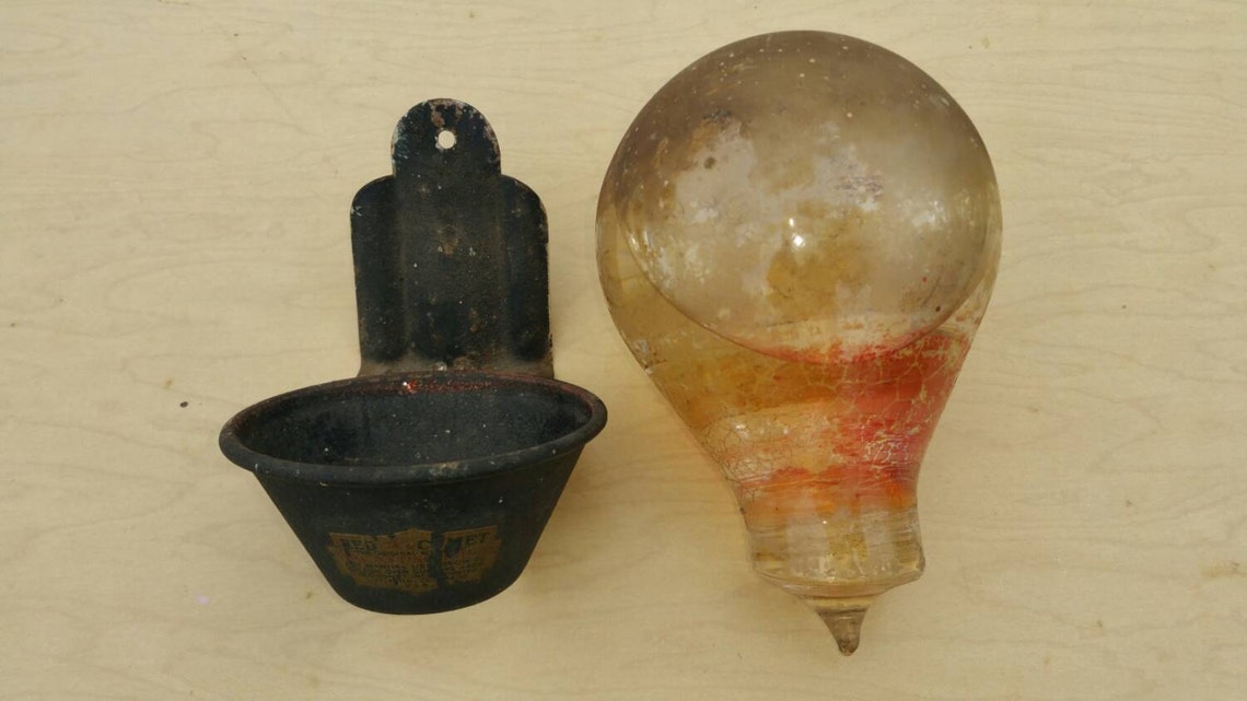 Vintage Red Comet Fire Extinguisher Glass Grenade w/metal wall Etsy