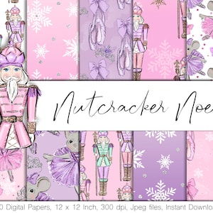 Nutcracker Noel, Christmas, ballet, surface patterns, planner stickers, craft paper