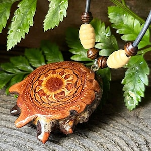 Natural Plain Knobcone Pinecone Pendant w/ mix Gold Leaf Backing, Natural Wood Pendant, Pine cone Necklace Natural Wood - Pinecone Necklace