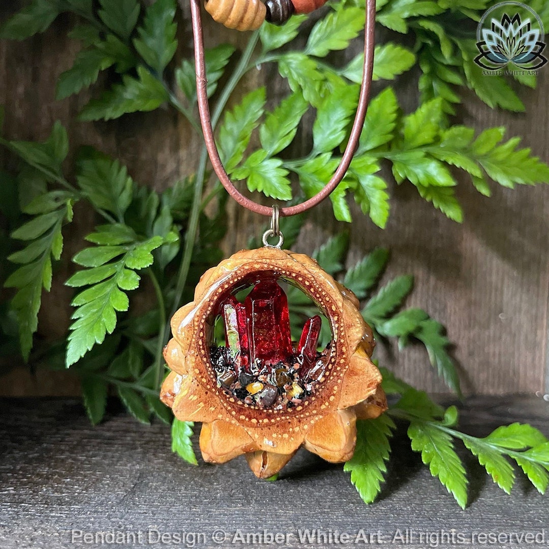 Red Ruby Aura Quartz Pinecone Pendant Crystals Tiger Eye/tumbled Jasper ...