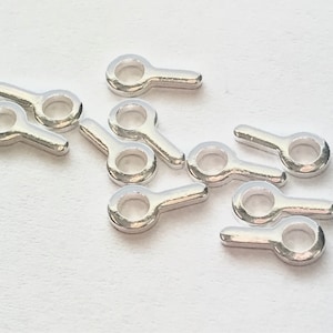 Cup Chain Finisher End Loop 10pk Shiny Silver Plated 4x7mm
