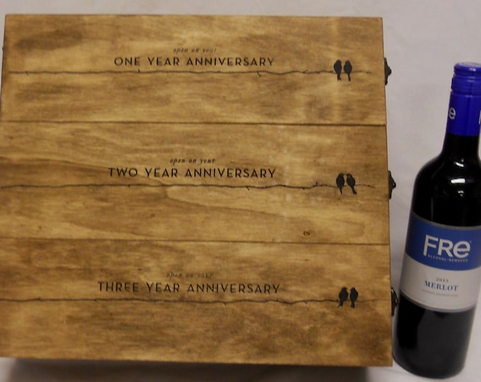 3bottle Wedding Wine Box Anniversary Wine Box, Personalized Champagne