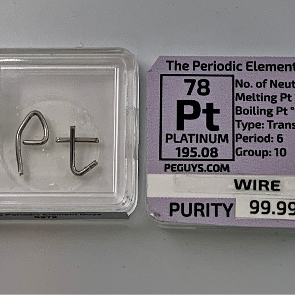 Platinum Metal Wire 99.99% 0.25 Grams in a Periodic Element Tile WIRED ELEMENTS Edition