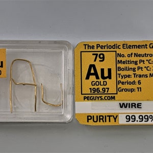 Gold Metal Wire 99.99% 0.20 Grams in a Periodic Element Tile WIRED ELEMENTS Edition