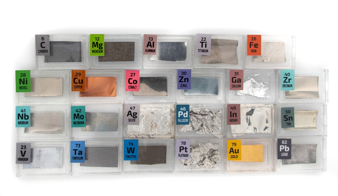 Metal Element Set PEGUYS 23 Rare Metal Elements Foil Set in Periodic Element Tiles ...