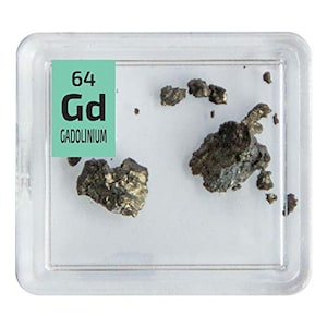 Gadolinium Metal Pieces 99.9% Pure Rare Earth Element Sample in a PEGUYS Periodic Element Tile