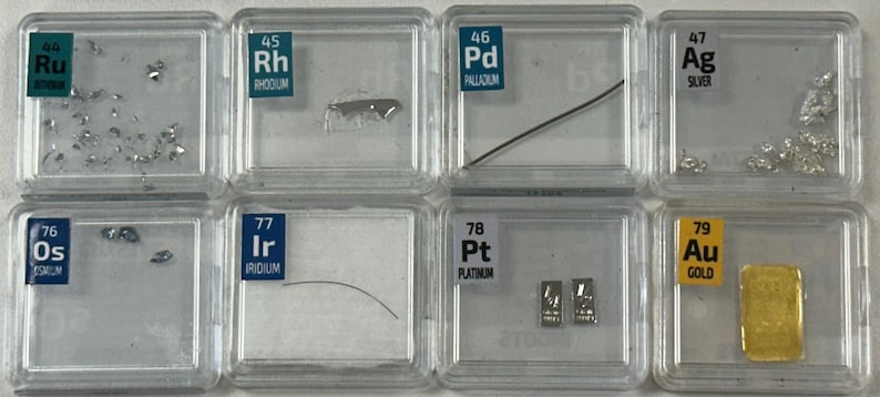 Precious Metal set Ruthenium Rhodium Palladium Silver Osmium Iridium Platinum Gold in Periodic Element Tiles image 4