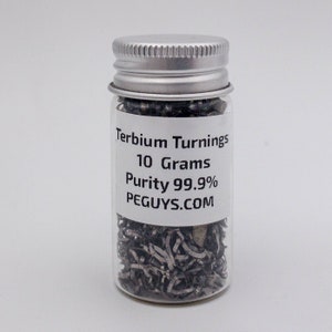 10 Grams 99.9% Terbium metal Turnings in glass vial element 65 sample Rare Earth
