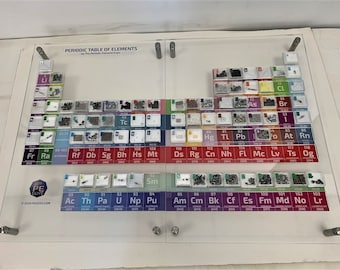 Periodiskt element akryldisplay 72 plattor Young Scientist Edition inklusive rodium iridium guld scandium lutetium