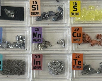 15 Periodic Element Crystal Set Boron, Real Diamonds, Silicon, Sulfur, Titanium Chromium Vanadium, Manganese, Germanium, Indium, Niobium ++