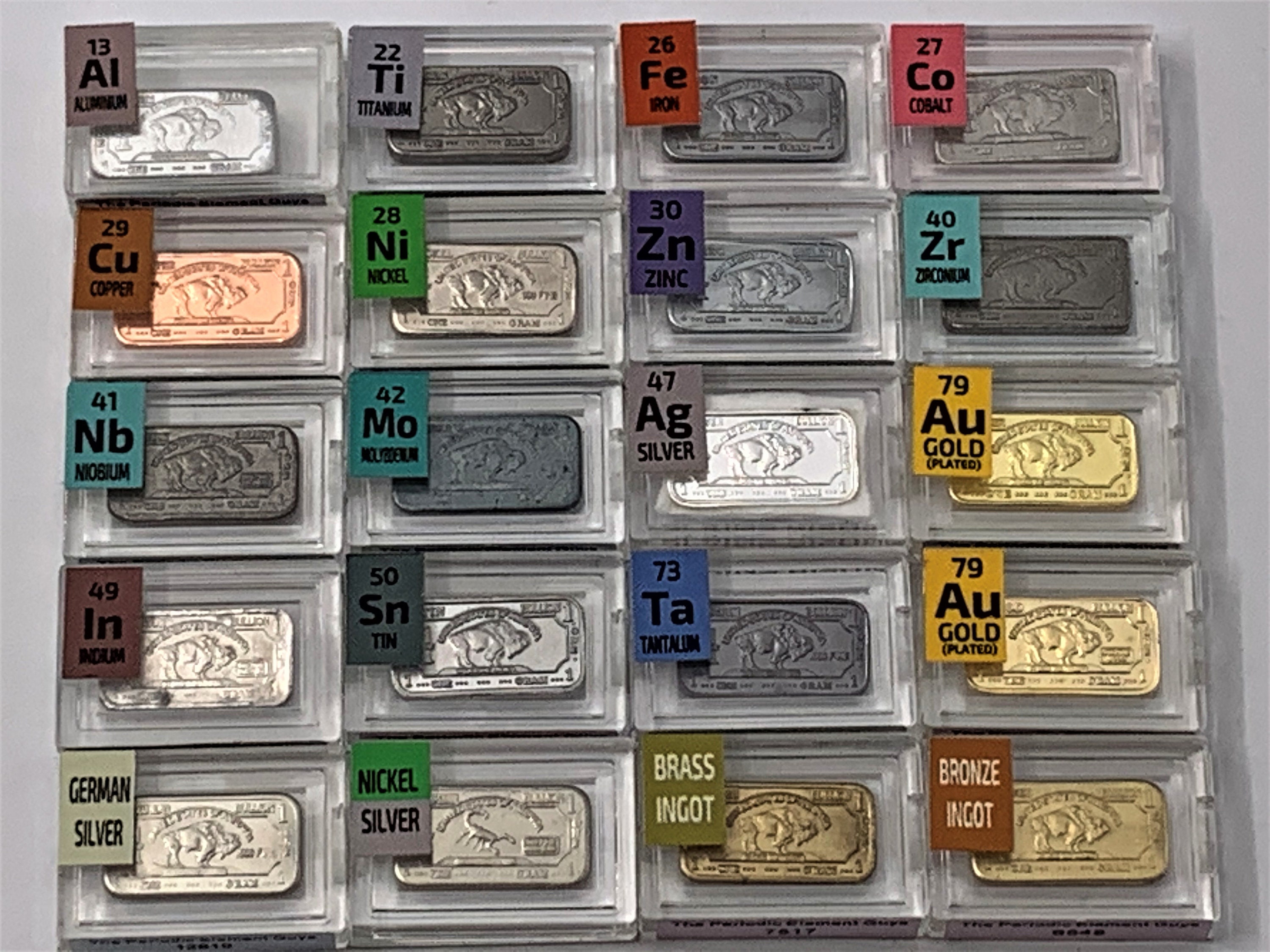 20 x 1グラム周期元素金属インゴット地金タンタルコバルトジルコニウム