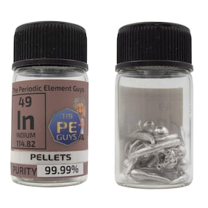 Indium Metal Element Sample - 10g Pellets - Purity: 99.99%