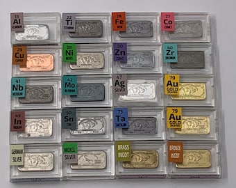 20 lingotes metálicos de 1 gramo de elementos periódicos, lingotes de tantalio, cobalto, circonio, titanio, niobio, plata x 2, molibdeno, hierro y níquel +++
