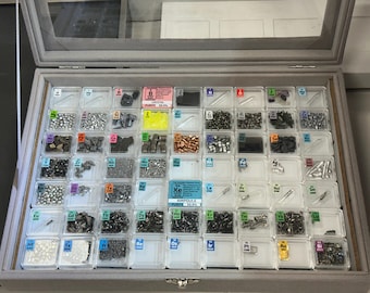 63 Piece Periodic Element Tile Display including Display Case Rhodium Iridium Gold Osmium