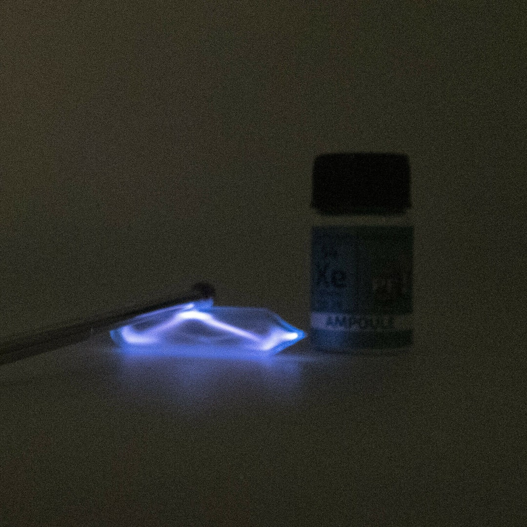 Pure Xenon Gas Ampoule Element Sample Low Pressure in Labeled Glass