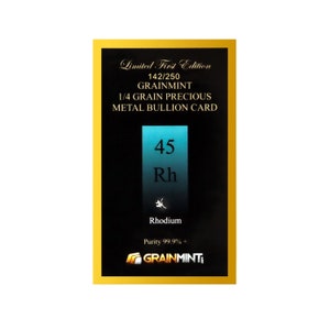 GRAINMINT 1/4 Grain Rhodium Crystal Bullion Card 99,99% Puur