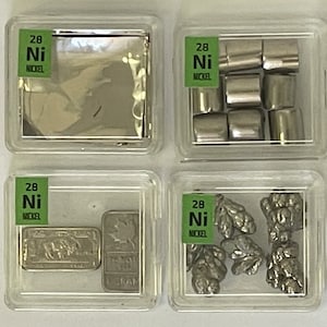 Pure Nickel Foil / Pellets / Ingot / Crystal Flower  99.9%+ in our new thicker Periodic Element Tile.