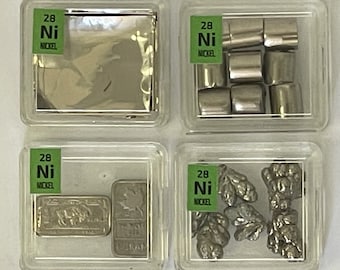 Pure Nickel Foil / Pellets / Ingot / Crystal Flower  99.9%+ in our new thicker Periodic Element Tile.