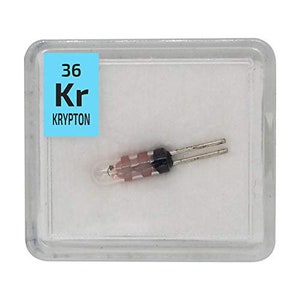 Krypton Gas in a Mini mag Light Bulb Element Sample in a PEGUYS Periodic Element Tile.