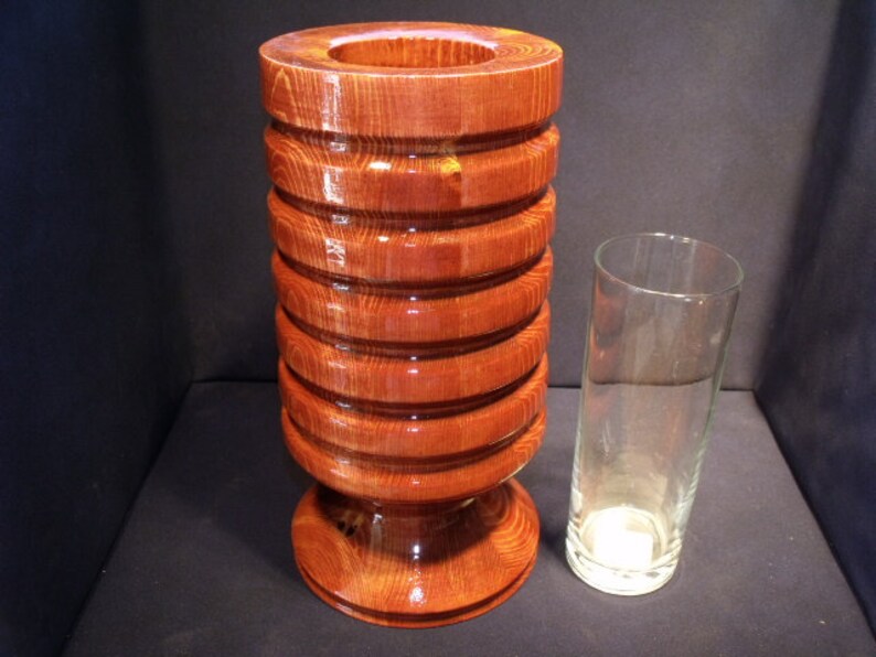 Decorative Lathe Turned Wooden Vase With Glass Insert. Etsy