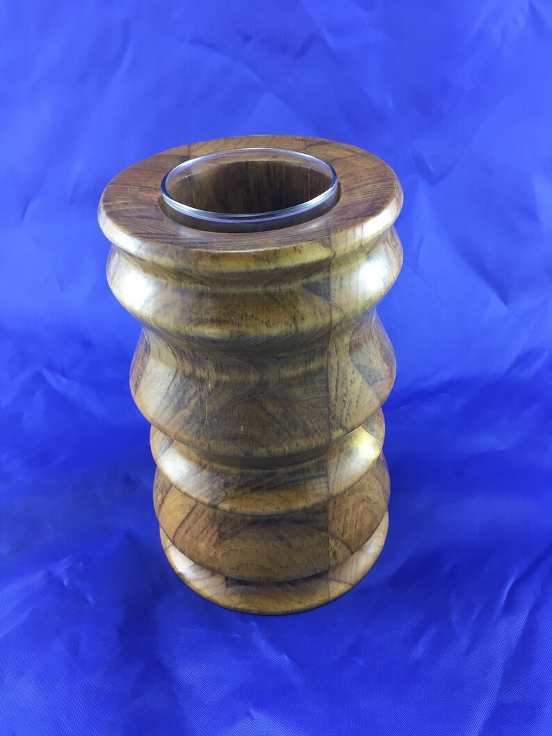 Decorative Lathe Turned Wooden Vase With Glass Insert. Etsy