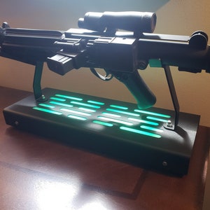 Stormtrooper E-11 Blaster Display stand Black finish with LED lights