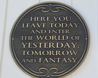 large Disneyworld Entranceway plaque replica