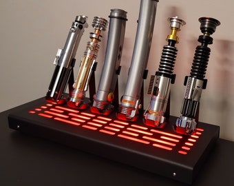 6 Lightsaber vertical Display stand with LED lights black cover