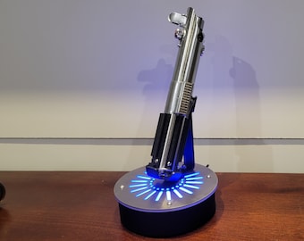 single vertical lightsaber display stand with stainless cover