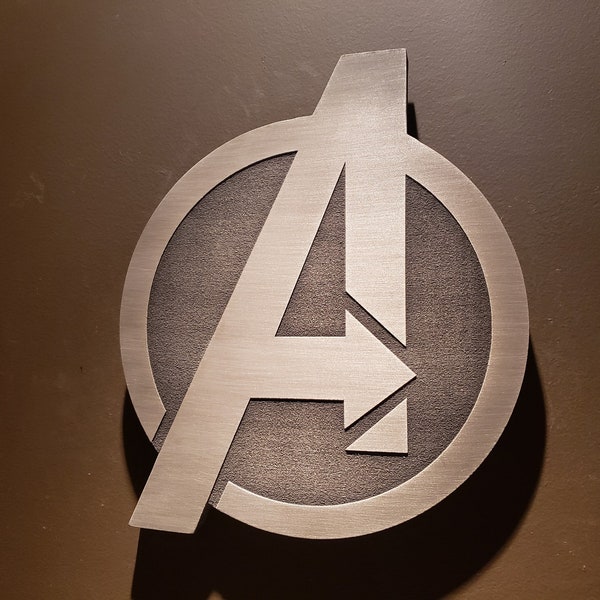 avengers logo plaque in silver finish