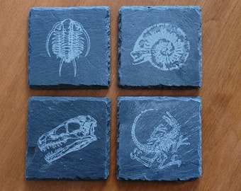 set of 4 fossil replica slate coasters