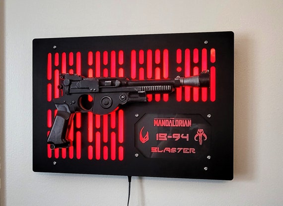 Black Finish IB-94 Mandalorian Blaster Wallmount Display With LED