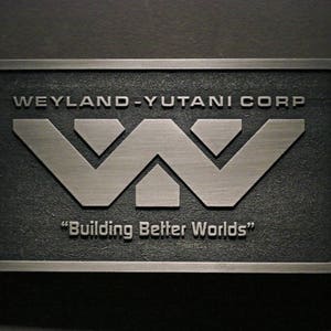 Weyland Yutani Corporation Alien Logo plaque Nickel/silver finish