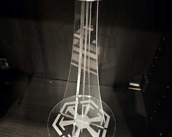 Acrylic helmet display stand with etched logo
