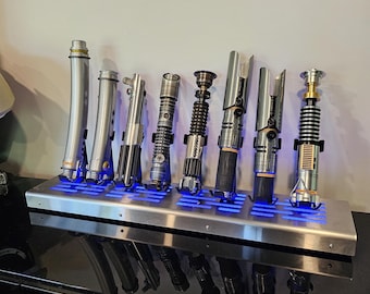 vertical lightsaber stand for 8 sabers with LED lights
