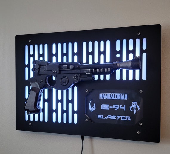 Black Finish IB-94 Mandalorian Blaster Wallmount Display With LED