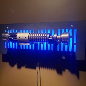 black finish single Lightsaber wallmount Display stand with LED lights