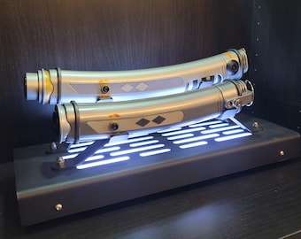 Lightsaber Display stand with LED lights textured black finish double saber