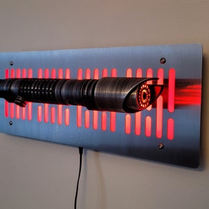 stainless finish Lightsaber wallmount Display stand with LED lights