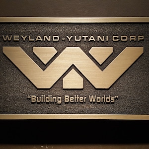 Weyland Yutani Corporation Alien Logo plaque BRASS finish