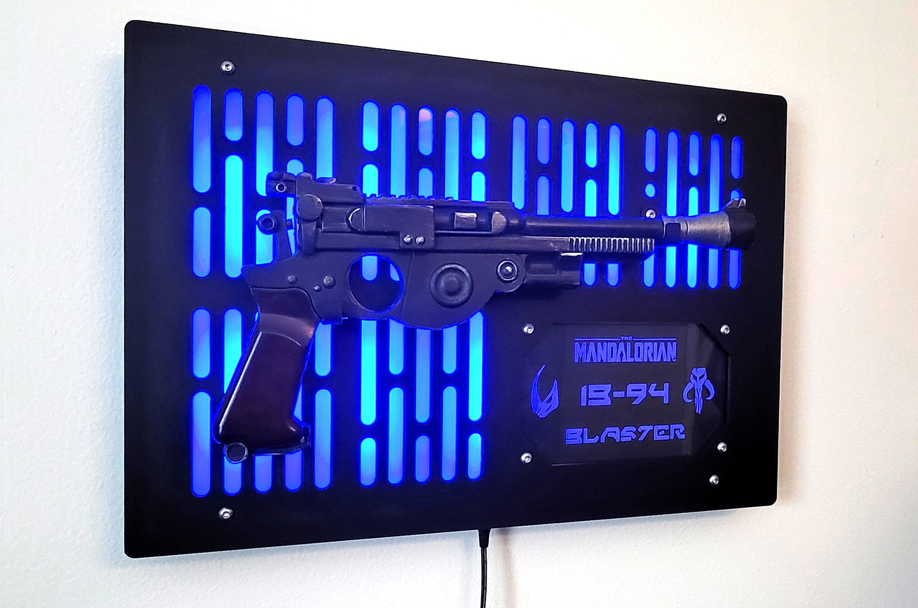 Black Finish IB-94 Mandalorian Blaster Wallmount Display With LED