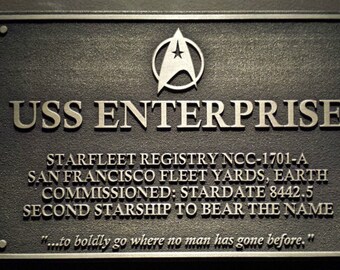 Star Trek USS Enterprise Dedication plaque replica