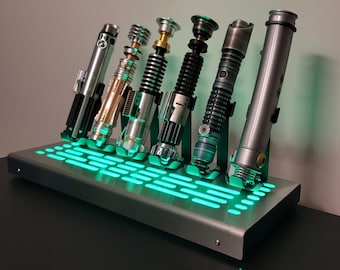 Star Wars 6 Lightsaber vertical Display stand with LED lights stainless cover