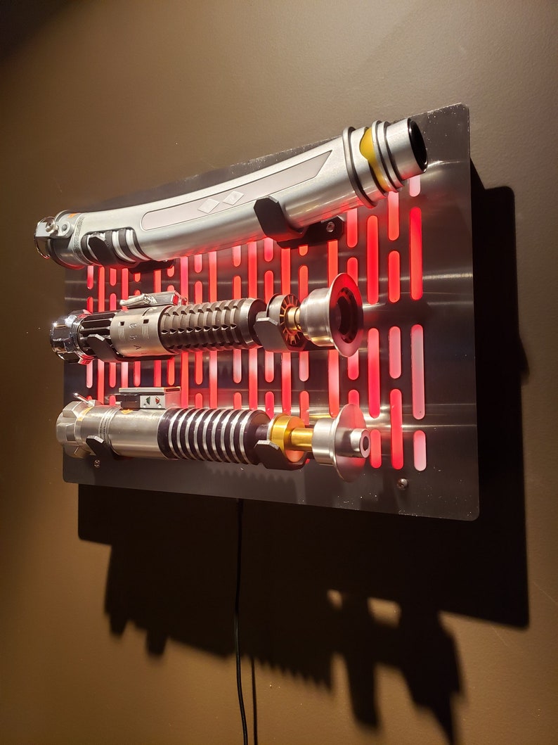 Stainless finish triple Lightsaber wallmount Display stand Etsy