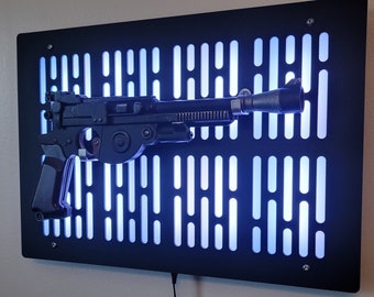 black finish IB-94 Mandalorian blaster wallmount Display with LED lights