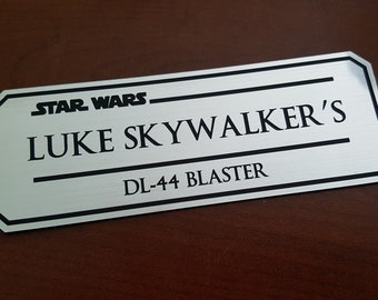 Luke Skywalkers Dl-44 blaster data plate